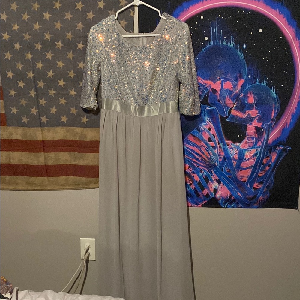 Elegant Silver Sequin Gown
